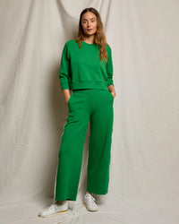 perfectwhitetee Mikos Wideleg Pant with Stripe in Grass 2 - Bliss Boutiques