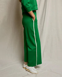 perfectwhitetee Mikos Wideleg Pant with Stripe in Grass 3 - Bliss Boutiques