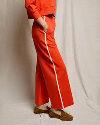 perfectwhitetee Mikos Wideleg Pant with Stripe in Tomato 3 - Bliss Boutiques