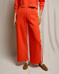 perfectwhitetee Mikos Wideleg Pant with Stripe in Tomato 1 - Bliss Boutiques