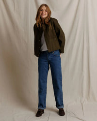 perfectwhitetee Raine Cotton Canvas Jacket in Dark Olive 4 - Bliss Boutiques