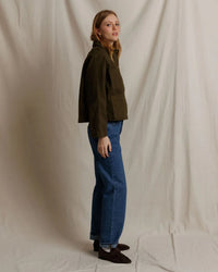 perfectwhitetee Raine Cotton Canvas Jacket in Dark Olive 5 - Bliss Boutiques