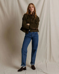 perfectwhitetee Raine Cotton Canvas Jacket in Dark Olive 3 - Bliss Boutiques