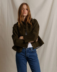 perfectwhitetee Raine Cotton Canvas Jacket in Dark Olive 1 - Bliss Boutiques