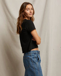 perfectwhitetee Springsteen - Cotton Baby Tee in True Black 2 - Bliss Boutiques