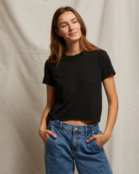 perfectwhitetee Springsteen - Cotton Baby Tee in True Black 1 - Bliss Boutiques