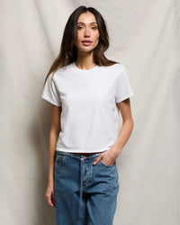 perfectwhitetee Springsteen - Cotton Baby Tee in White 1 - Bliss Boutiques