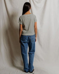 perfectwhitetee Val - Stripe Hemp Milk Cotton V Neck Tee in Natural/ Black Stripe 5 - Bliss Boutiques
