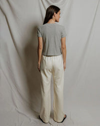 perfectwhitetee Vivian - Stripe Hemp Milk Cotton Tee in Natural/Black Stripe 4 - Bliss Boutiques