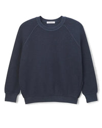 perfectwhitetee Ziggy - Inside Out Fleece Long Sleeve Shrunken Crewneck Sweatshirt in Navy 2 - Bliss Boutiques