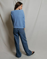 perfectwhitetee Ziggy - Inside Out Fleece Long Sleeve Shrunken Crewneck Sweatshirt in Pacific Blue 5 - Bliss Boutiques