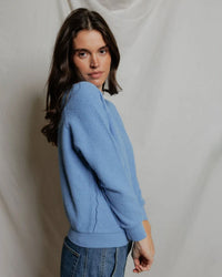 perfectwhitetee Ziggy - Inside Out Fleece Long Sleeve Shrunken Crewneck Sweatshirt in Pacific Blue 4 - Bliss Boutiques