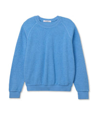 perfectwhitetee Ziggy - Inside Out Fleece Long Sleeve Shrunken Crewneck Sweatshirt in Pacific Blue 6 - Bliss Boutiques