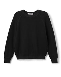 perfectwhitetee Ziggy - Inside Out Fleece Long Sleeve Shrunken Crewneck Sweatshirt in True Black 4 - Bliss Boutiques