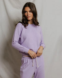 perfectwhitetee Ziggy - Inside Out Fleece Long Sleeve Shrunken Crewneck Sweatshirt in Ultraviolet 1 - Bliss Boutiques