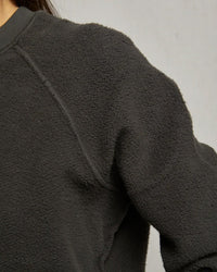 perfectwhitetee Ziggy - Inside Out Fleece Long Sleeve Shrunken Crewneck Sweatshirt in Vintage Black 3 - Bliss Boutiques