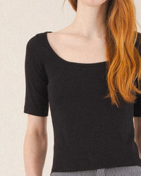Prairie Underground 1/4 Sleeve Bardot Tee in Black 3 - Bliss Boutiques
