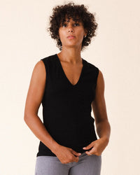 Prairie Underground Clothing Sleeveless Soft V in Black