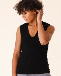 Prairie Underground Clothing Sleeveless Soft V in Black