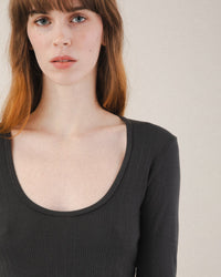 Prairie Underground The Pointelle Scoop Top in Graphite 2 - Bliss Boutiques