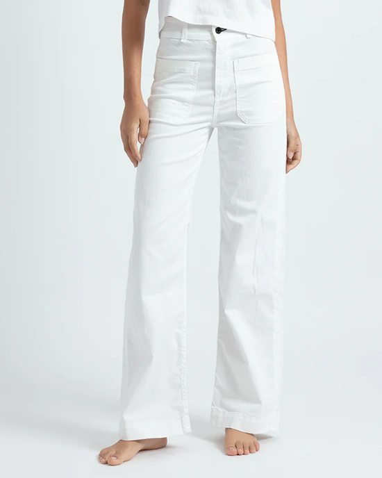 Person wearing ASKK NY Sailor Pant - Twill in Ivory standing against a light background.