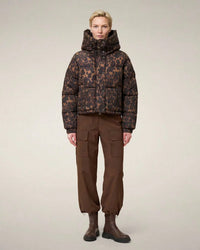 Save the Duck Rhiannon Coat in Dark Brown Leopard 2 - Bliss Boutiques