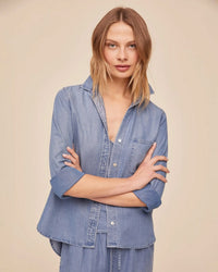 Shirt Tail Button Down in Indigo Harbor Wash - Bliss Boutiques
