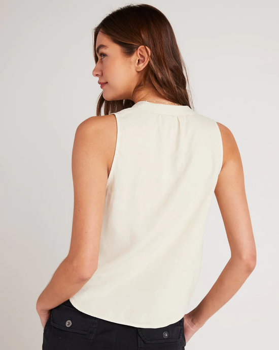 Woman wearing a Sleeveless Pullover in Cliffside by Bella Dahl, viewed from behind.