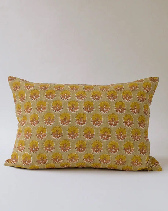 Soil to Studio Veda Linen Pillow - 14 x 20 in Khaki Sage 