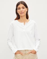 Deliah L/S Henley Top in White