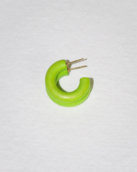 A Lime Rickey C Hoop in Mini with 14k gold filled posts on a white background.