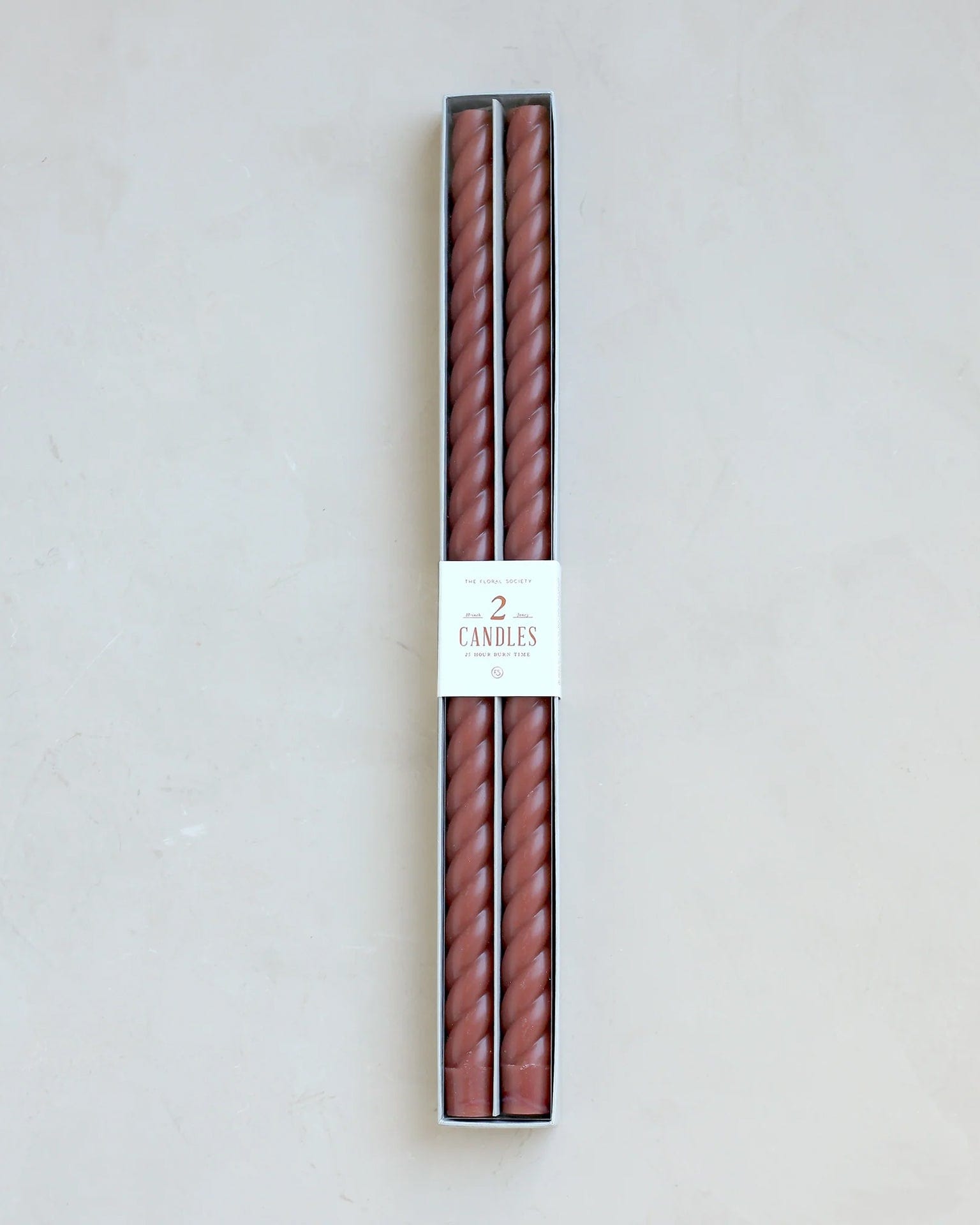 18 Inch Fancy Taper Candles in Clay