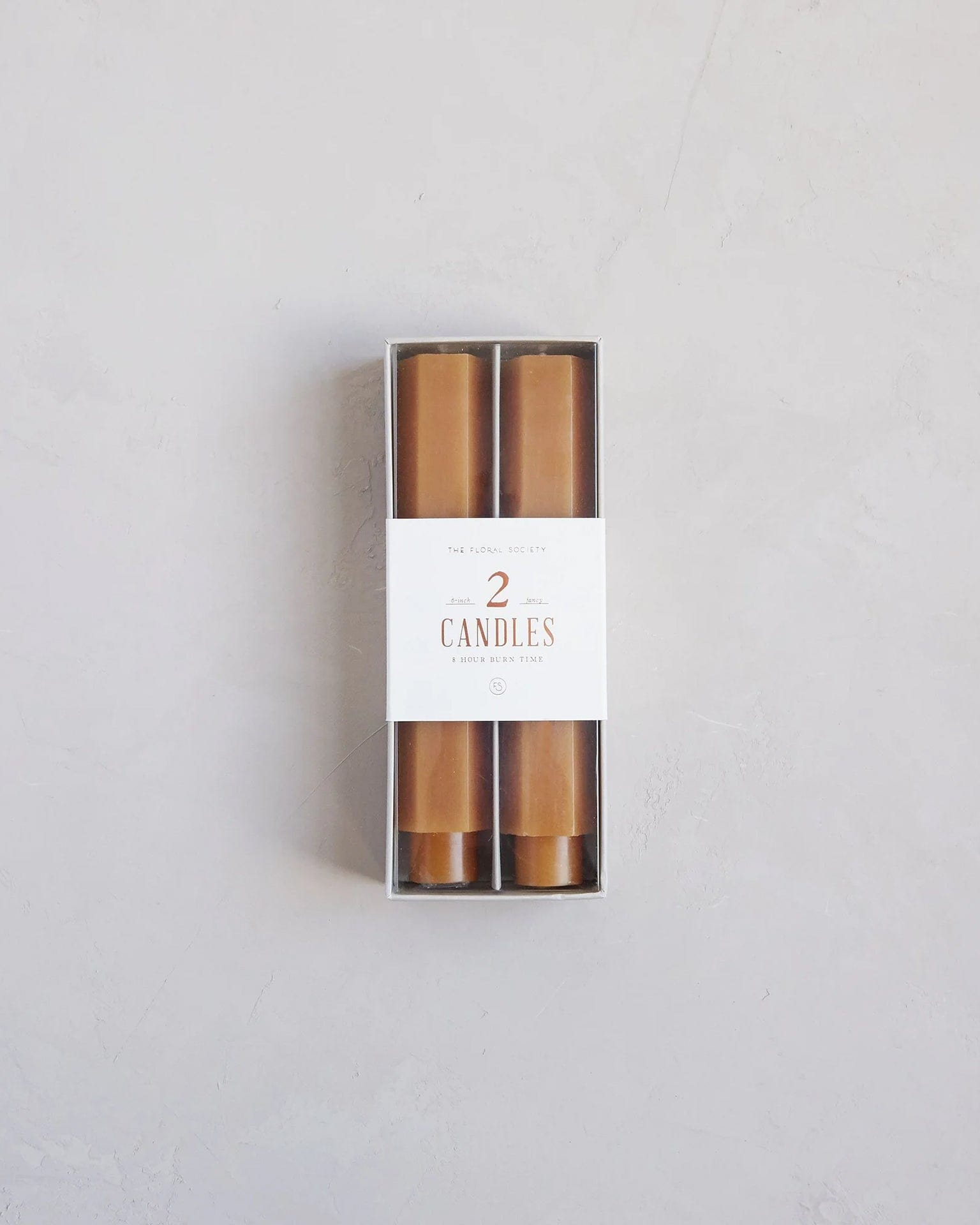 6 Inch Fancy Taper Candles in Miel