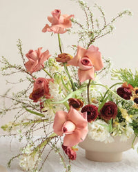 The Floral Society Ceramic Compote Vase in Matte White 