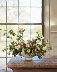 The Floral Society Ceramic Compote Vase in Matte White 