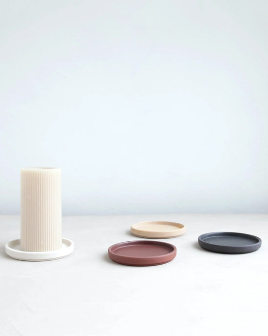 The Floral Society Ceramic Pillar Plate in Matte White 