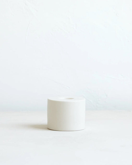 The Floral Society Cylinder Petite Ceramic Taper Holder in Matte White 