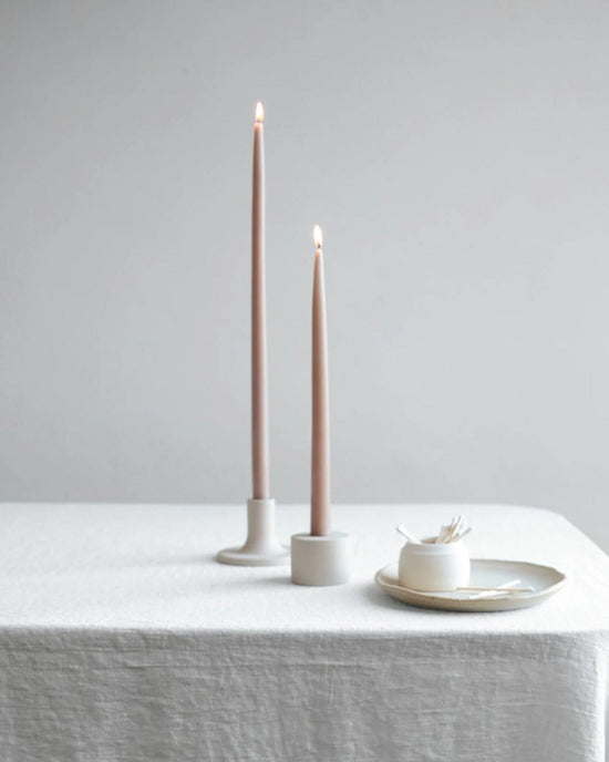 The Floral Society Cylinder Petite Ceramic Taper Holder in Matte White 