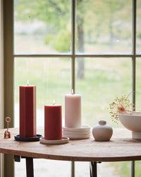The Floral Society Home Clay Fancy Hexagon Pillar Candle in Clay