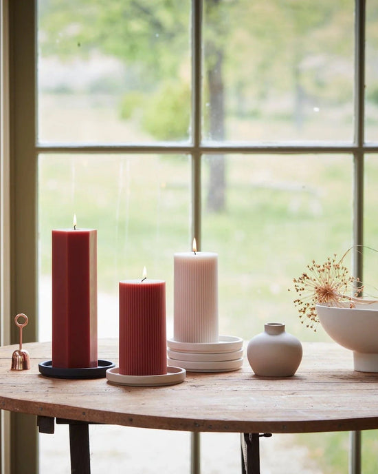 The Floral Society Home Clay Fancy Hexagon Pillar Candle in Clay