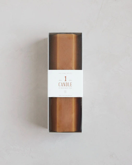 The Floral Society Fancy Hexagon Pillar Candle in Miel 