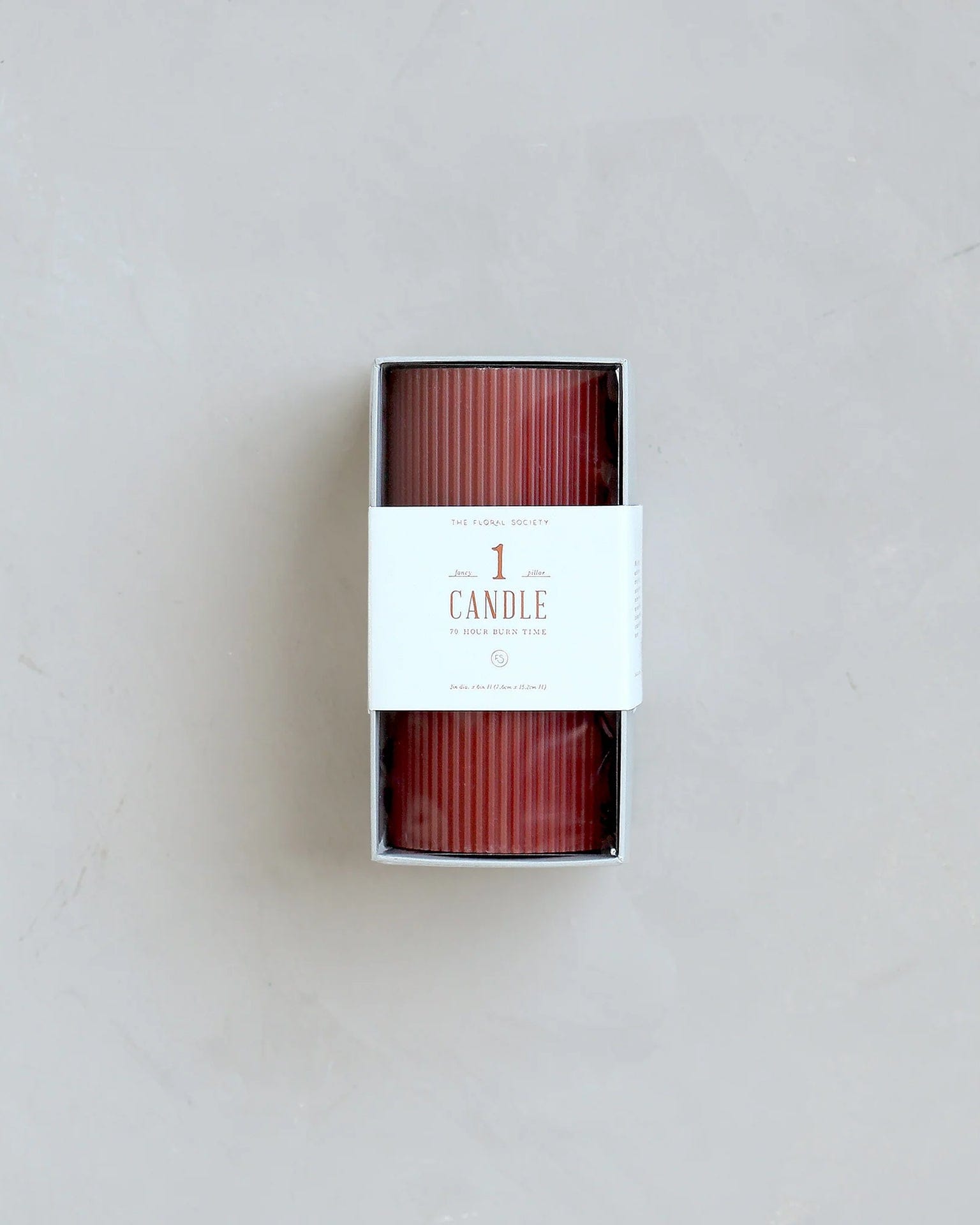 Fancy Ribbed Pillar Candle in Clay