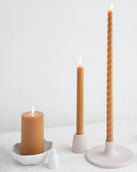The Floral Society Home Miel Fancy Ribbed Pillar Candle in Miel