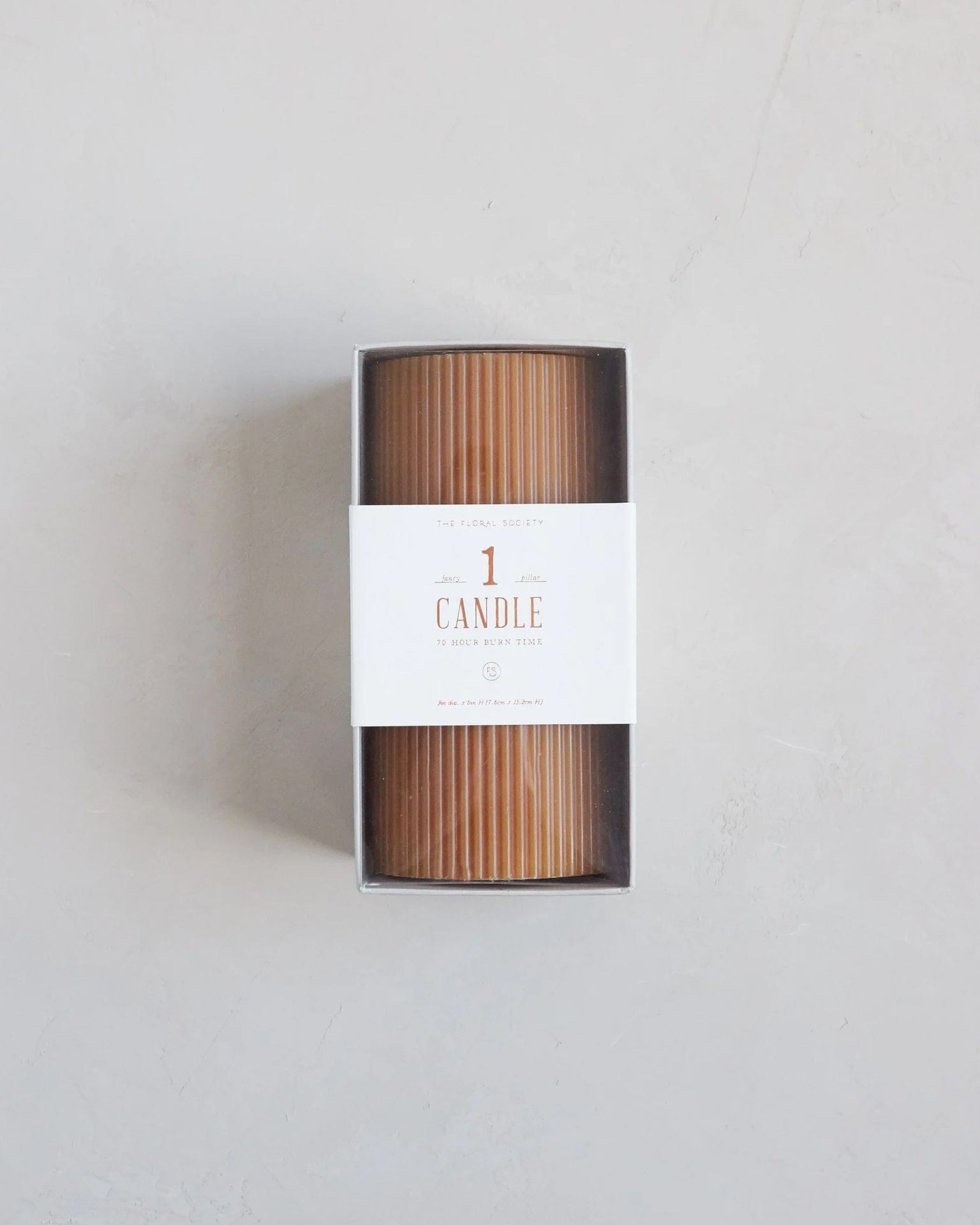 Fancy Ribbed Pillar Candle in Miel