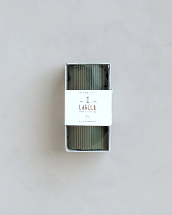 The Floral Society Home Moss Fancy Ribbed Pillar Candle in Moss