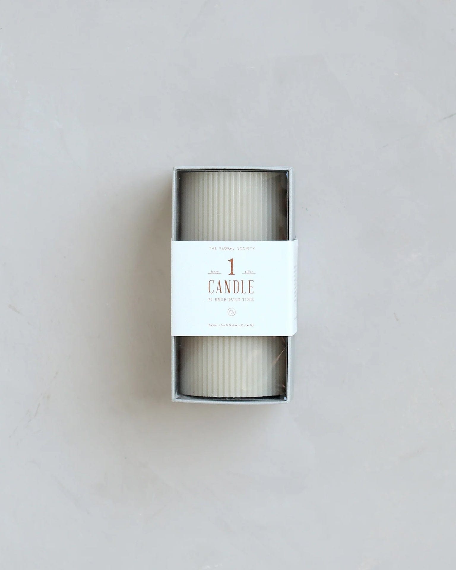 Fancy Ribbed Pillar Candle in Parchment
