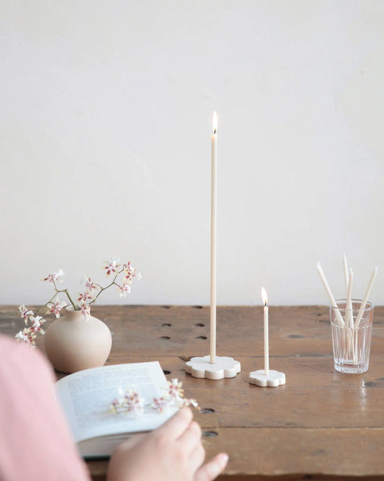 The Floral Society Long Stem Candles in Parchment 