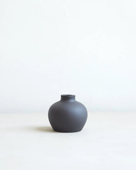 The Floral Society Home Smoke Short Ceramic Blossom Vase in Smoke