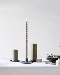 The Floral Society Home Smoke Wide Ceramic Taper Holder in Smoke