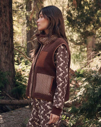 the Great Outdoors The Plush Crosswind Vest in Hickory w/ Choc Dot 3 - Bliss Boutiques